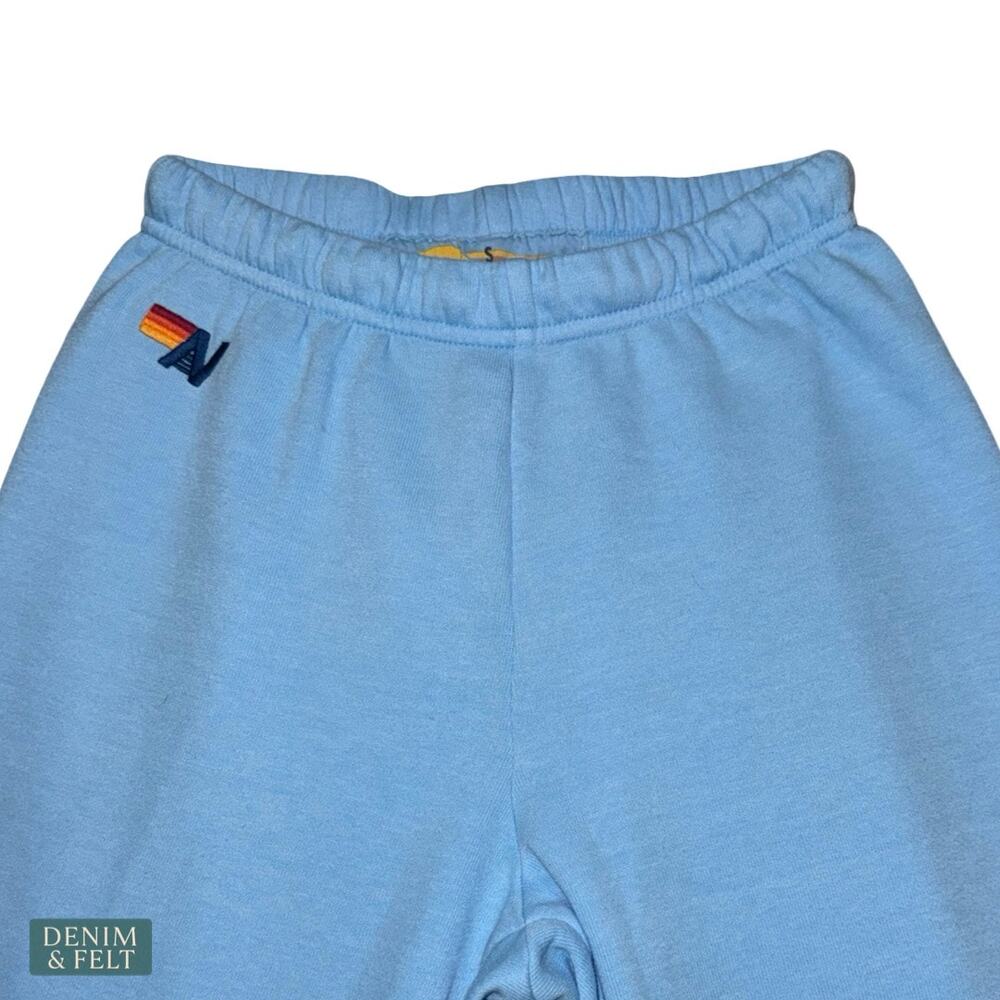 Aviator Nation Bolt Fade 4 Sweatpants Sky Blue Lightning‎ Lounge Cozy USA Made - Picture 9 of 13